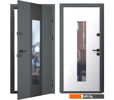  - Металлические двери Guard Inox Black 96x205 (правая, графит/экосатин белый) - Inox Black 96x205 (правая, графит/экосатин белый)