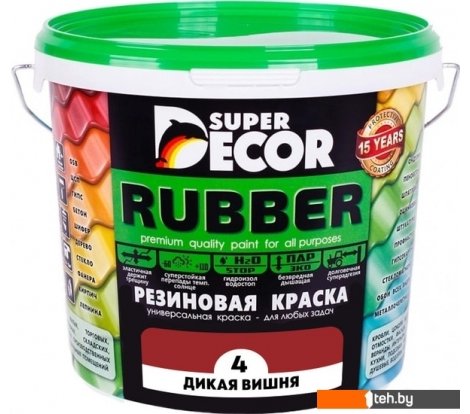 - Краски и эмали Super Decor Rubber 6 кг (№04 дикая вишня) - Rubber 6 кг (№04 дикая вишня)