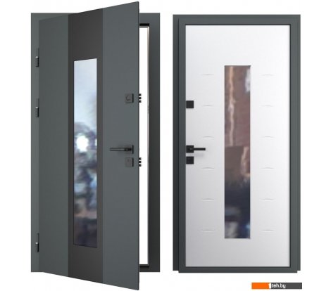  - Металлические двери Guard Inox Black 96x205 (левая, графит/экосатин белый) - Inox Black 96x205 (левая, графит/экосатин белый)