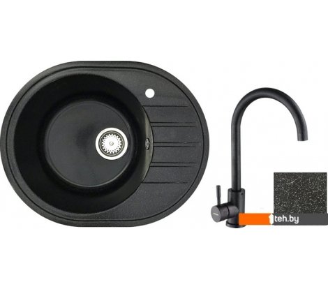  - Кухонные мойки БелЭворс New Lux L + смеситель W4998-3-22 (черный) - New Lux L + смеситель W4998-3-22 (черный)