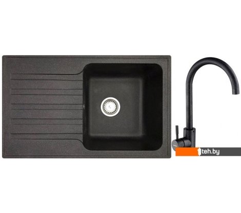  - Кухонные мойки БелЭворс Styl R + смеситель W4998-3-22 (черный) - Styl R + смеситель W4998-3-22 (черный)