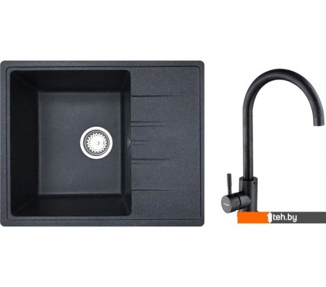  - Кухонные мойки БелЭворс Mila L + смеситель W4998-3-22 (черный) - Mila L + смеситель W4998-3-22 (черный)
