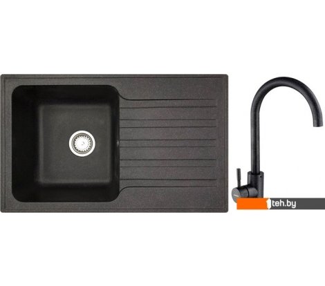  - Кухонные мойки БелЭворс Styl L + смеситель W4998-3-22 (черный) - Styl L + смеситель W4998-3-22 (черный)