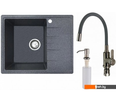  - Кухонные мойки БелЭворс Mila L + смеситель W74004-9 + дозатор L405-1 (серый/сатин) - Mila L + смеситель W74004-9 + дозатор L405-1 (серый/сатин)