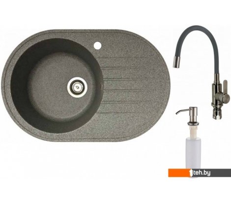 - Кухонные мойки БелЭворс Rondo L + смеситель W74004-9 + дозатор L405-1 (серый/сатин) - Rondo L + смеситель W74004-9 + дозатор L405-1 (серый/сатин)