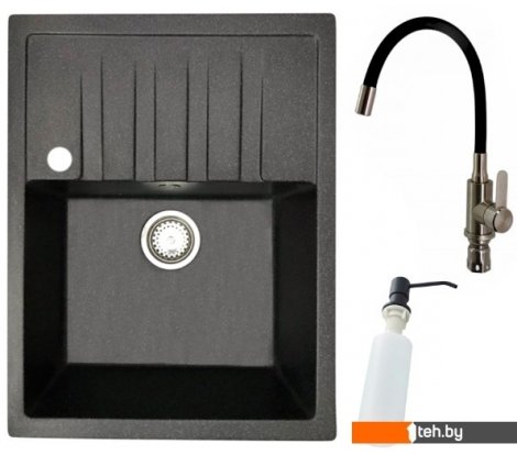 - Кухонные мойки БелЭворс Vega L + смеситель W74004-2 + дозатор L405F (черный) - Vega L + смеситель W74004-2 + дозатор L405F (черный)
