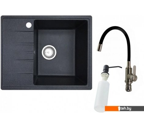 - Кухонные мойки БелЭворс Mila R + смеситель W74004-2 + дозатор L405F (черный) - Mila R + смеситель W74004-2 + дозатор L405F (черный)