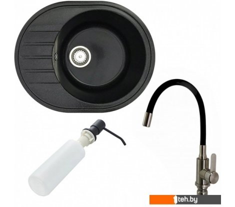  - Кухонные мойки БелЭворс New Lux R + смеситель W74004-2 + дозатор L405F (черный) - New Lux R + смеситель W74004-2 + дозатор L405F (черный)