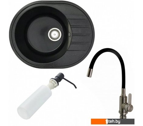  - Кухонные мойки БелЭворс New Lux L + смеситель W74004-2 + дозатор L405F (черный) - New Lux L + смеситель W74004-2 + дозатор L405F (черный)