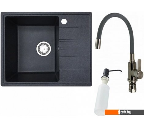 - Кухонные мойки БелЭворс Mila L + смеситель W74004-2 + дозатор L405F (черный) - Mila L + смеситель W74004-2 + дозатор L405F (черный)