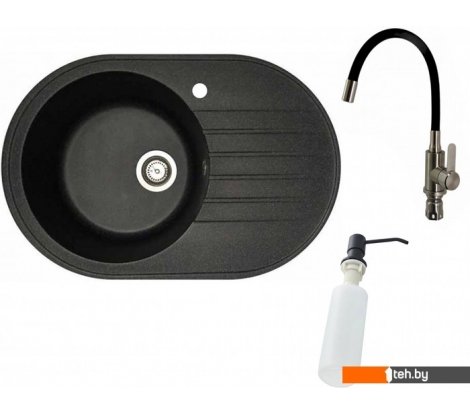 - Кухонные мойки БелЭворс Rondo L + смеситель W74004-2 + дозатор L405F (черный) - Rondo L + смеситель W74004-2 + дозатор L405F (черный)