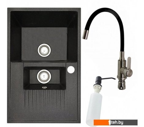  - Кухонные мойки БелЭворс Forma L + смеситель W74004-2 + дозатор L405F (черный) - Forma L + смеситель W74004-2 + дозатор L405F (черный)