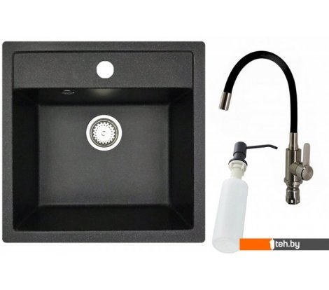 - Кухонные мойки БелЭворс Rio + смеситель W74004-2 + дозатор L405F (черный) - Rio + смеситель W74004-2 + дозатор L405F (черный)