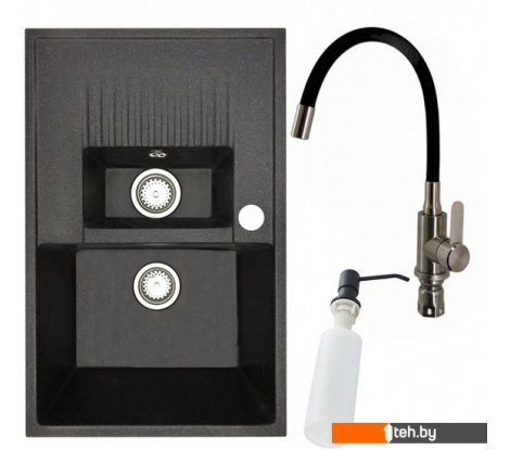 - Кухонные мойки БелЭворс Forma R + смеситель W74004-2 + дозатор L405F (черный) - Forma R + смеситель W74004-2 + дозатор L405F (черный)