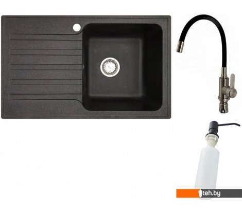 - Кухонные мойки БелЭворс Styl R + смеситель W74004-2 + дозатор L405F (черный) - Styl R + смеситель W74004-2 + дозатор L405F (черный)