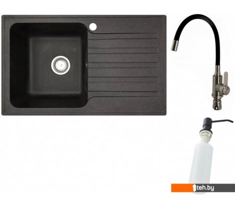  - Кухонные мойки БелЭворс Styl L + смеситель W74004-2 + дозатор L405F (черный) - Styl L + смеситель W74004-2 + дозатор L405F (черный)
