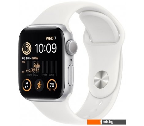  - Умные часы и браслеты Apple Watch SE 2 40 мм (алюминиевый корпус, серебристый/белый, спортивный силиконовый ремешок M/L) - Watch SE 2 40 мм (алюминиевый корпус, серебристый/белый, спортивный силиконовый ремешок M/L)