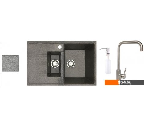  - Кухонные мойки БелЭворс Forma R + смеситель W4998-4 + дозатор L405-1 (серый) - Forma R + смеситель W4998-4 + дозатор L405-1 (серый)