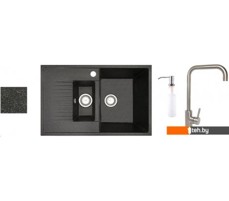 - Кухонные мойки БелЭворс Forma R + смеситель W4998-4 + дозатор L405-1 (черный) - Forma R + смеситель W4998-4 + дозатор L405-1 (черный)