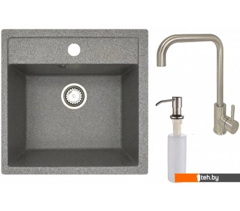 - Кухонные мойки БелЭворс Rio + смеситель W4998-4 + дозатор L405-1 (серый/сатин) - Rio + смеситель W4998-4 + дозатор L405-1 (серый/сатин)