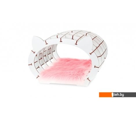  - Сборные модели Eco-Wood-Art «Кошкин дом» белый каркас — розовый мех - «Кошкин дом» белый каркас — розовый мех