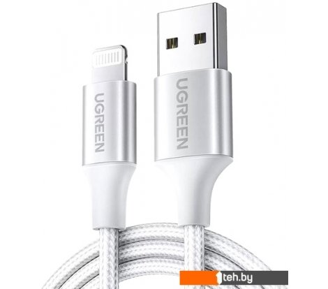  - Кабели, адаптеры, разветвители Ugreen US199 60162 USB Type-A - Lightning (1.5 м, серебристый) - US199 60162 USB Type-A - Lightning (1.5 м, серебристый)