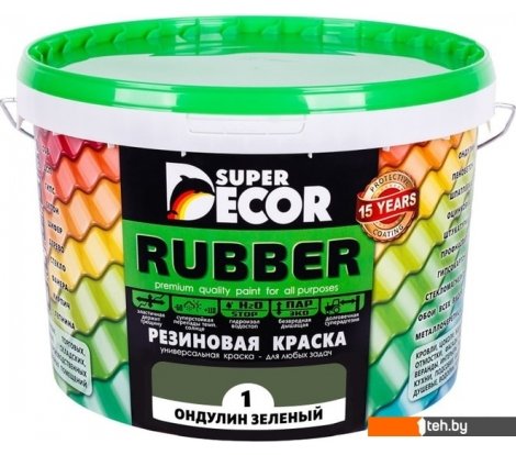  - Краски и эмали Super Decor Rubber 3 кг (№01 ондулин зеленый) - Rubber 3 кг (№01 ондулин зеленый)