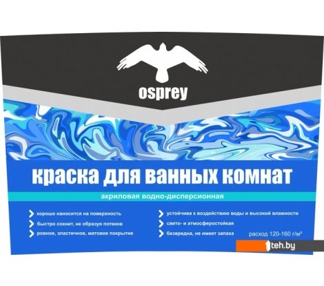  - Краски и эмали Osprey ВД-АК-201 для ванных комнат 14 кг (белый) - ВД-АК-201 для ванных комнат 14 кг (белый)