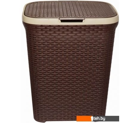  - Ящики, корзины, органайзеры ВиолетПласт для белья 40 л с крышкой Ротанг (коричневый) - для белья 40 л с крышкой Ротанг (коричневый)