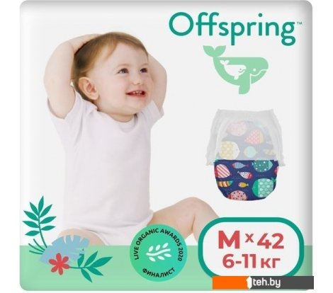  - Детские подгузники Offspring M 6-11кг Рыбки (42 шт) - M 6-11кг Рыбки (42 шт)