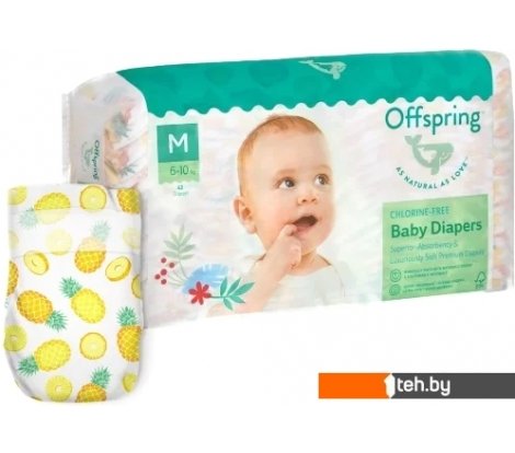 - Детские подгузники Offspring M 6-10 кг Ананасы (42 шт) - M 6-10 кг Ананасы (42 шт)