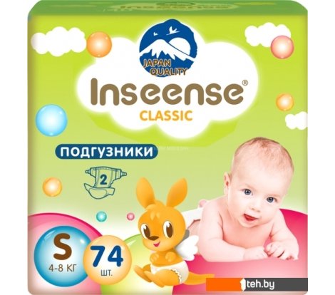  - Детские подгузники Inseense Classic Plus S 4-8 кг InsCS74Lime (74 шт) - Classic Plus S 4-8 кг InsCS74Lime (74 шт)