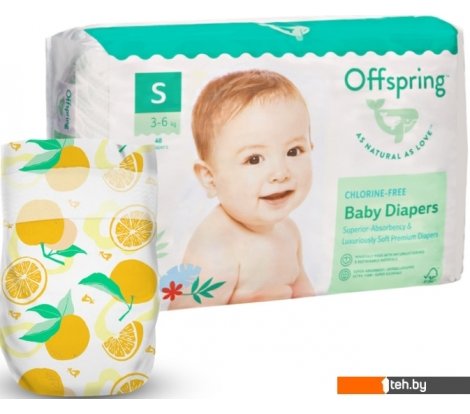  - Детские подгузники Offspring M 6-10 кг Апельсины (42 шт) - M 6-10 кг Апельсины (42 шт)