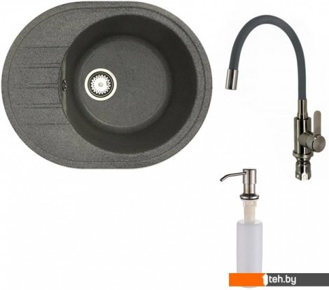 - Кухонные мойки БелЭворс New Lux R + смеситель W74004-9 + дозатор L405-1 (серый/сатин) - New Lux R + смеситель W74004-9 + дозатор L405-1 (серый/сатин)