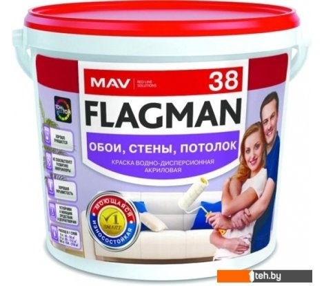 - Краски и эмали Flagman ВД-АК-2038 11л (белый) - ВД-АК-2038 11л (белый)