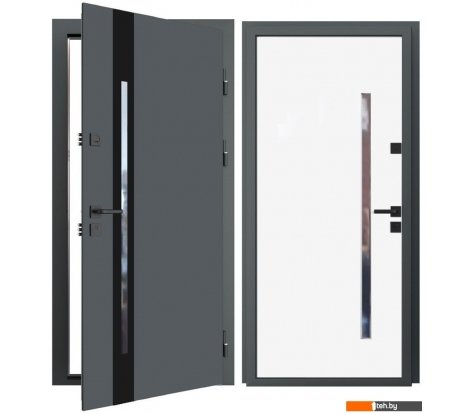  - Металлические двери Guard Inox Black 2 96x205 (правая, Ral 7016/экосатин белый) - Inox Black 2 96x205 (правая, Ral 7016/экосатин белый)