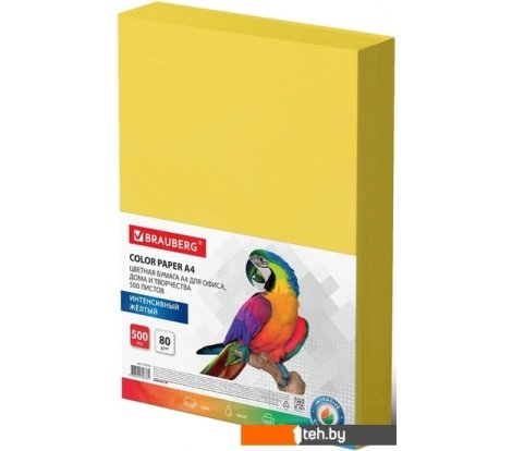  - Бумага и материалы для печати BRAUBERG А4 80 г/м2 500 л 115216 (желтый) - А4 80 г/м2 500 л 115216 (желтый)