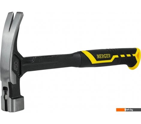  - Строительный, слесарный, монтажный инструмент Berger Гвоздодер цельнокованый 450г BG1527 (магнит, 2-компонентная рукоятка) - Гвоздодер цельнокованый 450г BG1527 (магнит, 2-компонентная рукоятка)