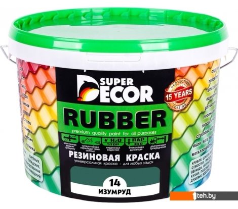  - Краски и эмали Super Decor Rubber 3 кг (№14 изумруд) - Rubber 3 кг (№14 изумруд)