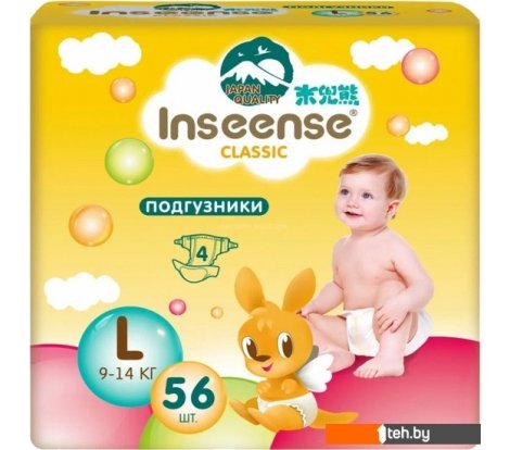  - Детские подгузники Inseense Classic L 9-14 кг InsCL56Yel (56 шт) - Classic L 9-14 кг InsCL56Yel (56 шт)
