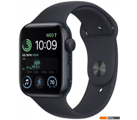  - Умные часы и браслеты Apple Watch SE 2 44 мм (алюминиевый корпус, полуночный/полуночный, спортивный силиконовый ремешок S/M) - Watch SE 2 44 мм (алюминиевый корпус, полуночный/полуночный, спортивный силиконовый ремешок S/M)
