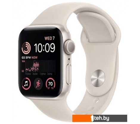  - Умные часы и браслеты Apple Watch SE 2 40 мм (алюминиевый корпус, звездный свет/звездный свет, спортивный силиконовый ремешок M/L) - Watch SE 2 40 мм (алюминиевый корпус, звездный свет/звездный свет, спортивный силиконовый ремешок M/L)