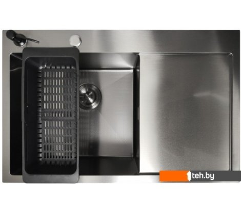  - Кухонные мойки Stellar Decor S6550NB-L-D (нано черный) - Decor S6550NB-L-D (нано черный)