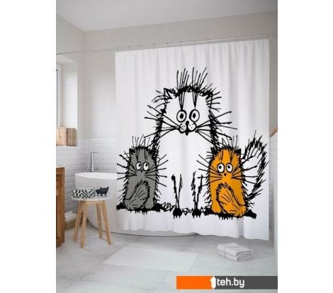  - Шторки и карнизы для ванн и поддонов JoyArty Мохнатые коты sc-17711 - Мохнатые коты sc-17711