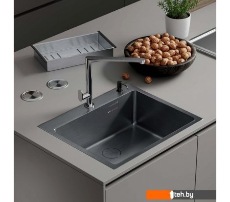  - Кухонные мойки Roxen Simple 560220-55B PVD графит (с коландером и дозатором) - Simple 560220-55B PVD графит (с коландером и дозатором)