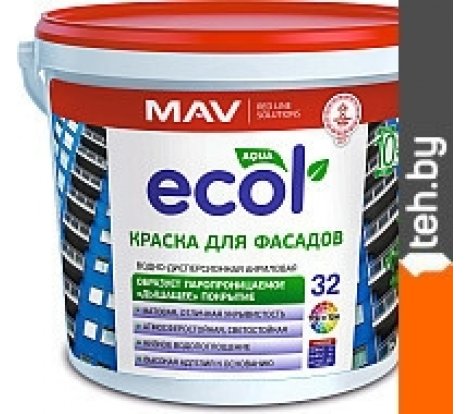 - Краски и эмали MAV Ecol ВД-АК-1032 фасадная 5 л (белый) - Ecol ВД-АК-1032 фасадная 5 л (белый)
