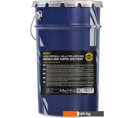 - Смазки, пасты и очистители для механических, электрических узлов Mannol MP-2 Universal Multipurpose Grease 4.5 кг 8027 - MP-2 Universal Multipurpose Grease 4.5 кг 8027