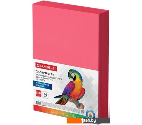  - Бумага и материалы для печати BRAUBERG А4 80 г/м2 500 л 115215 (красный) - А4 80 г/м2 500 л 115215 (красный)