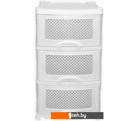  - Ящики, корзины, органайзеры ВиолетПласт Плетенка 3 секции (белый) - Плетенка 3 секции (белый)