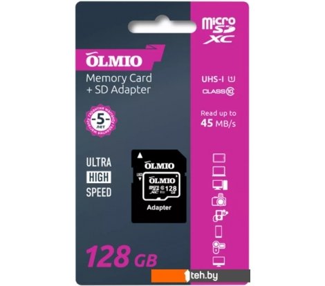  - Карты памяти Olmio microSDXC 128GB V30 UHS-I Class 3 (U3) - microSDXC 128GB V30 UHS-I Class 3 (U3)